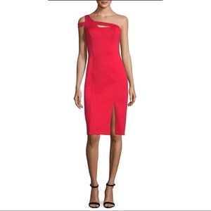 Aidan Mattox Red Cocktail One Shoulder Dress